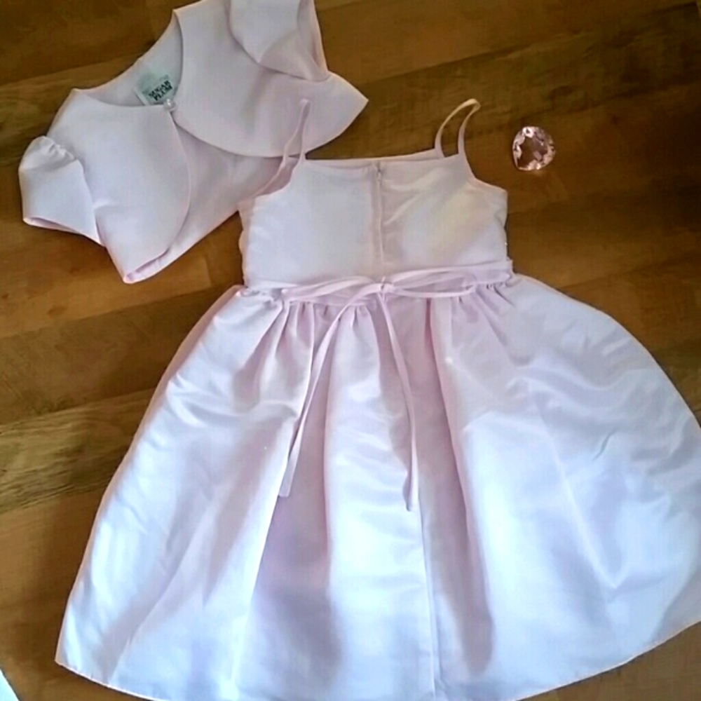 Sugar‎ Plum Girls Pink Satiny Party Dress with Matching Bolero Jacket Size 5 - Picture 6 of 11